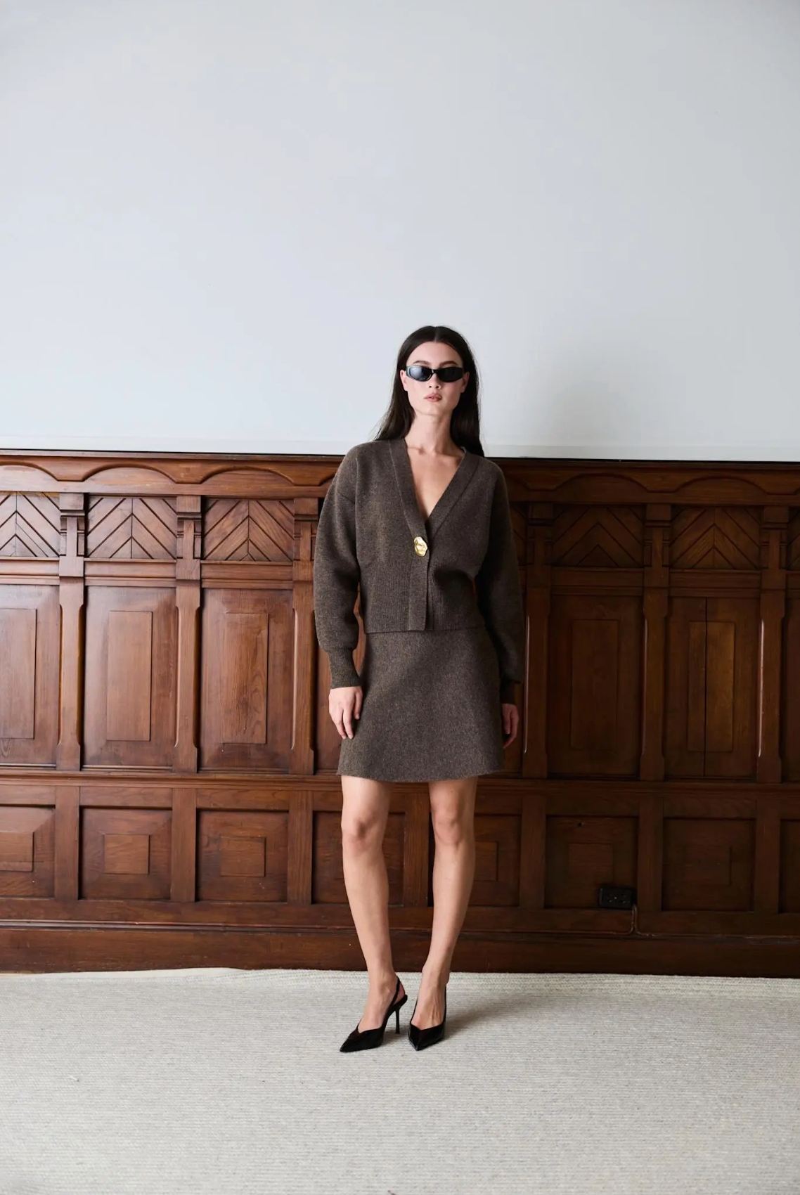 Serge Merino Skirt Brown Melange Skjørt